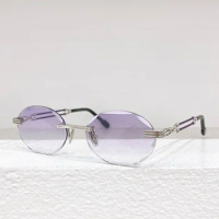 Rimless Fashion Uv400 Sunglasses Frameless Diamond Cut Designer Brand Alloy Gold Gradient Lens Ladies and Men Eyeglasses