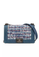 Chanel 二手 Chanel 中型牛仔布和粗花呢 Boy 包