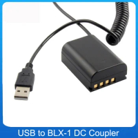 New BLX-1 Battery Adapter BLX1 Coupler to USB Coiled Cable for Olympus OM-1 OM1 Mirrorless Camera