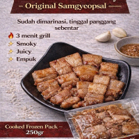 ORIGINAL SAMGYEOPSAL SAMCAN BBQ / MARINATED PORK BELLY / COOKED FROZEN PORK BELLY / 3 MENIT GRILL SI