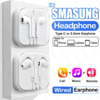 Original Type C Headphones For Samsung Galaxy S22 S21 S20 FE S23 Ultra Wired Earphones A53 A52 A34 A54 5G 3.5mm Earbud Headset