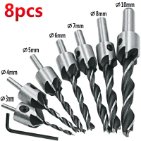 Comfortable 7pcs 3mm-10mm HSS 5 Flute Countersink Drill Bits Set Reamer Woodworking Chamfer Drill Bi