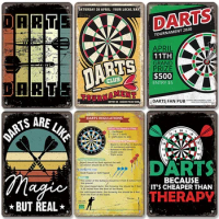 Retro Darts Poster Metal Tin Signs Queen Of Darts Billiards Cue Rack Metal Plate Wall Decor Darts Club Man Cave Pub