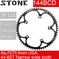 Stone 144BCD Chainring Fixed Gear Track Bike fixie narrow and wide 44/46/48/50/52/54/56/58/60T Bike Round Tooth Plate 144 bcd