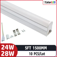 10pcs/lot 5ft 1500mm 24W 28W AC85-265V input voltage Led Fluorescent lamp For Home Lighting T5 integrated led tube
