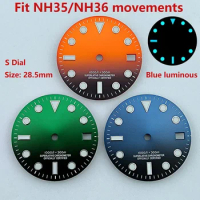 NH35 dial needles Ice blue luminous Orange black Green black S dial 28.5mm fit NH35 NH36 movements watch accessories repair tool