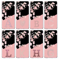 Pink Letter Flower Phone Case For Samsung Galaxy S24 S23 S22 S20 Ultra S21 FE 5G S10 S9 Plus S10E S8 Soft Silicone Clear Cover