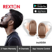 Rexton Inox Super Invisible Hearing Aids CIC Digit 8 Channel Hearing Aid App Adjustable Ear Aid For Mild to Moderate Deafness