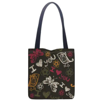 Custom butterfly printing shoulder bag canvas tote bag shopping travel book handbag custom logo