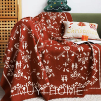 聖誕地毯 圣誕毛毯節日裝飾毯客廳沙發毯紅色毯子臥室床尾毯蓋毯搭毯針織毯