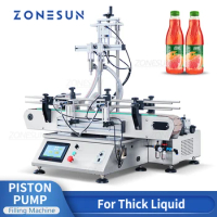 ZONESUN Thick Liquid Filling Machine ZS-DTHSP2 Automatic 2 Head Piston Pump Juice Detergent Gel Shampoo Sanitizer Production