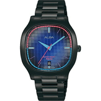 ALBA 雅柏錶 方型復古休閒腕錶 VJ42-X308SD(AS9L87X1)-37mm-藍面鋼帶【刷卡回饋 分期0利率】