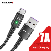 USLION 7A USB Type C Cable Fast Charging Data Wire USB-C Charger Cord For iPhone 15 Xiaomi 13 Pro Redmi Samsung Oneplus Poco X5