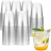 50 Pcs Stemless Glasses 12oz Crystal Pink Plastic Cups Cold Party Drinking Cups Wine Glasses for Mee