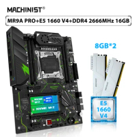 MACHINIST X99 MR9A PRO Motherboard Set LGA 2011-3 Kit Xeon E5 1660 V4 CPU Processor 16GB=2pcs*8GB 2666MHz RAM Memory DDR4 NVME