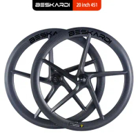 5 Sopke Carbon Wheel Folding Bicycle 20 inch 451 Five Spokes 11 Speed Rim Disc Brake Beskardi For Dahon Tern Java Bike Friday