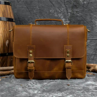 Man's Leather Briefcase Bag Laptop Handbags Computer For Men Male for Business Travel Crossbody
