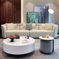 2021年新款北歐小戶型客廳羊羔絨弧形沙發貴妃科技布免洗長沙發