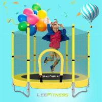 1.5 Meter Round Children's Trampoline Reinforced Spring Mute Fitness Trampoline For Kids With Safety Net Household Elastic Bed
