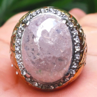 Cincin Titanium Batu Akik Permata Pecah Seribu Putih Kristal HQ