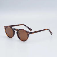 Gregory Peck Vintage Sunglasses Designer Sunglasses for Women Brown Lens 2022 Acetate Retro Round Polarized Sun Glasses