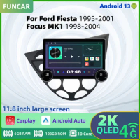 11.8 Inch Multimedia for Ford Fiesta 1995 - 2001 Focus MK1 1998 -2004 Car Radio 2 Din Android Stereo Carplay Autoradio Head Unit