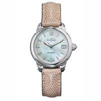 DAVOSA Ladies Delight 系列 經典時尚腕錶-白x淺咖啡錶帶/34mm