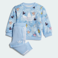 【adidas 愛迪達】套裝 長袖上衣 童裝 大童 男女童 運動 DISNEY 小飛馬 CREW SET 藍 JP2579
