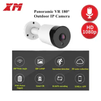 VR 180° 1080P POE audio IP Camera 2MP Bullet CCTV IP Camera for POE NVR System Waterproof Outdoor Night Vision H.265+