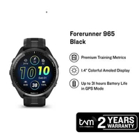 Jam Tangan Unisex Garmin Forerunner 965 010-02809-A0 Smartwatch Titanium Digital Dial Black Silicone