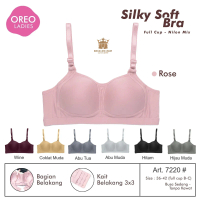 (Promo 2PC 3pc) Bra Oreo Art 7220 Silky Soft Motif Polos Bh Busa Tipis Tanpa Kawat Cup B-C Kait 3 Wa
