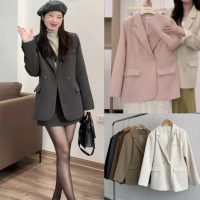 Áo Khoác Blazer 2 Lớp Dài Tay Boiling Dáng Suông 2 Túi 2 Cúc Màu Basic Dễ Mặc Dễ Mix Phong Cách Than