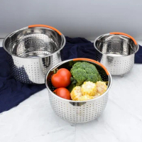 Stainless Steel 304 Steamer Basket With Silicone Feet for Pressure Cooker Accessories with Instant Pot Kitchen Food Strainer