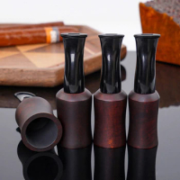Cigar Holder Ebony 9mm Filter Flue Cigarette Pipe Retro Gentleman Straight Type Handle Smoking Pipe Accessory Old Dad's Gift