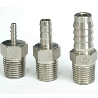 1/4" NPT Male To 1/8" 1/4" 3/8" Inch Hose Barb Hosetial SUS316L Stainless Steel Pipe Fitting Connector