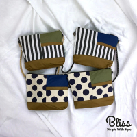 【Bliss BKK】BKK包 新款帆布包 直條紋/波點 化妝包 小方包 收納包(可肩背 可手拿 4款背帶可選)