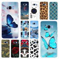 For Samsung S8 Case for Samsung Galaxy S8 S 8 Plus Case Cover Blue Butterfly Pattern Soft TPU Back Funda Bumper Phone Case Coque