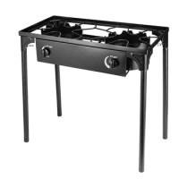 Outdoor 2 Burner Propane Stove with High-Pressure 20PSI Regulator Energy-Saving Gas Grill ABS Switch