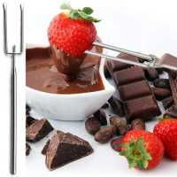 Stainless Steel Chocolate Dipping Fork Silver Rustproof Chocolate Dipping Tool Long Handle Irregular Shaped Cheese Fondue Fork