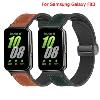 Genuine Leather Strap for Samsung Galaxy Watch Fit 3 Quick Release Watchband for Galaxy Watch Fiit 3 Magnetic Buckle Bracelet