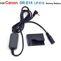 12V-24V Step-Down Power Bank Cable+DR-E15 LP-E12 Fake Battery ACK-E15 For Canon EOS 100D kiss x7 Rebel SL1 SX70HS Camera