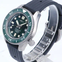 HEIMDALLR 300M Titanium Diver Mens Watch SBDX Green Dial Sapphire NH35 Automatic Mechanical Watches Rubber Strap Luminous Watch
