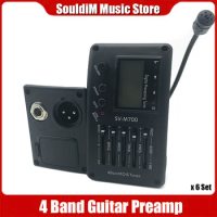 6Set SV-M700 4 Band Acoustic Guitar Piezo Pickup Acoustic Guitar EQ Equalizer with Tuner and Micro Guitar Pickup
