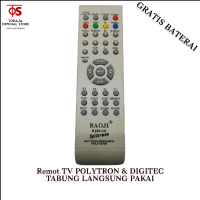 Remot Universal TV TABUNG POLYTRON - TV DIGITEC Langsung Pakai Tanpa Program RJ88+ID Baoji Remote