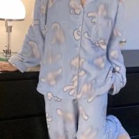 Cartoon Women's Pajama Y2k Cute Fashion Sleepwear Set Woman 2 Piece Long Sleeve Home Suit For Female 2023 New