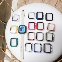 Glass case For Apple Watch series 8 se 7 6 5 4 3 2 1 38mm 40mm 41mm 42mm 44mm 45mm 49mm iWatch bumper Screen Protector case