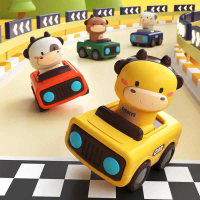 New Children's Press Cartoon Toy Car Small Car Baby Durable Educational Inertia Car Animal Car Toy N