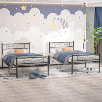 14 Inch Twin Size Metal Platform Bed Frame With Headboard For Kids Floor Children Comfy Loft Daybed Furniture Home Bed Modern