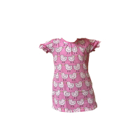 【時尚Baby】童裝 女童 短袖洋裝桃粉色小雞純棉洋裝(女嬰女童裝休閒洋裝女童春夏洋裝)
