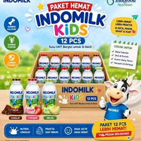 susu indomilk kids botol paket 12 botol stroberi